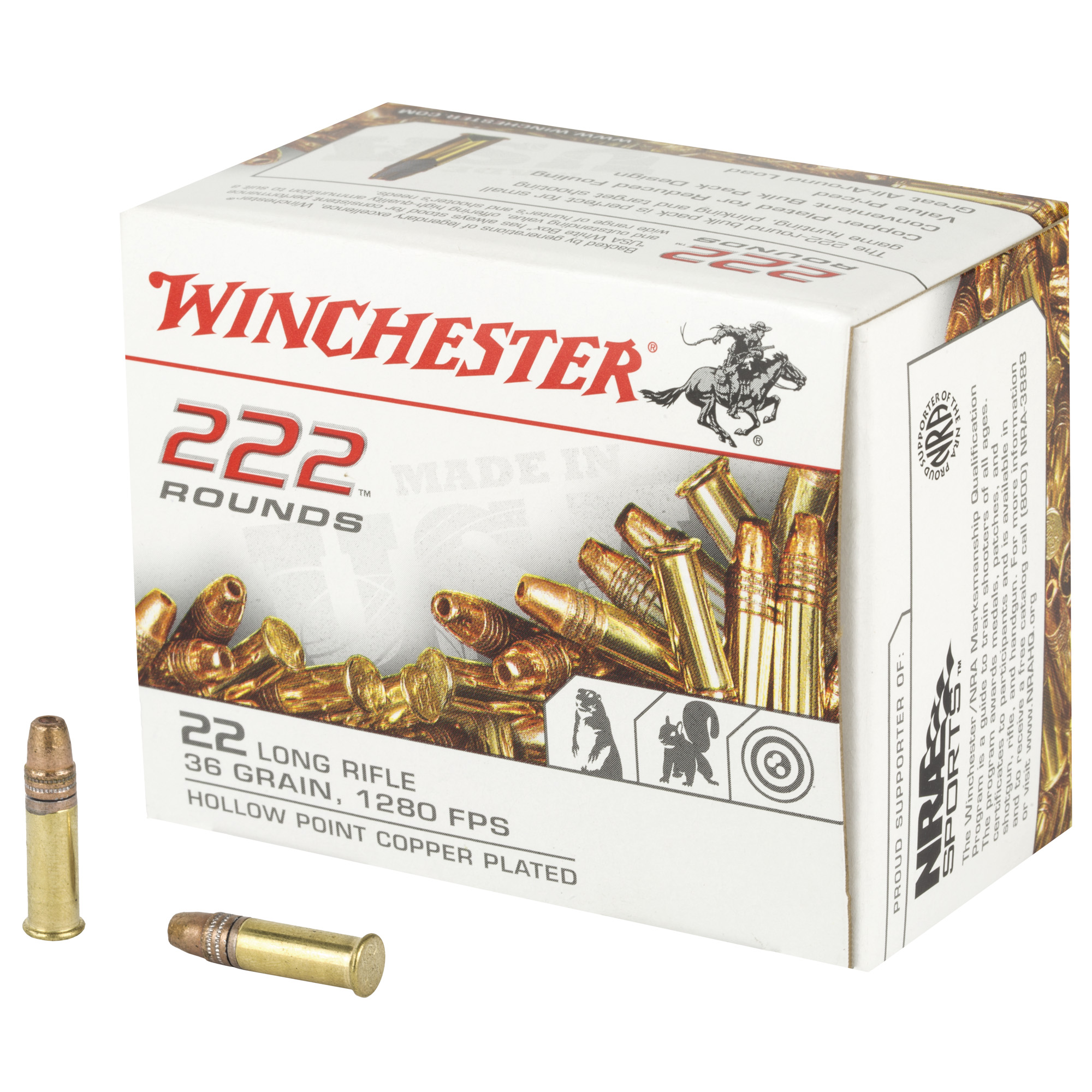 Winchester .22LR Ammunition 36gr Copper Plated Hollow Point (222 Rounds)