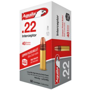 Aguila .22LR Ammunition Interceptor 40gr Copper-Plated Solid Point (50 Rounds)