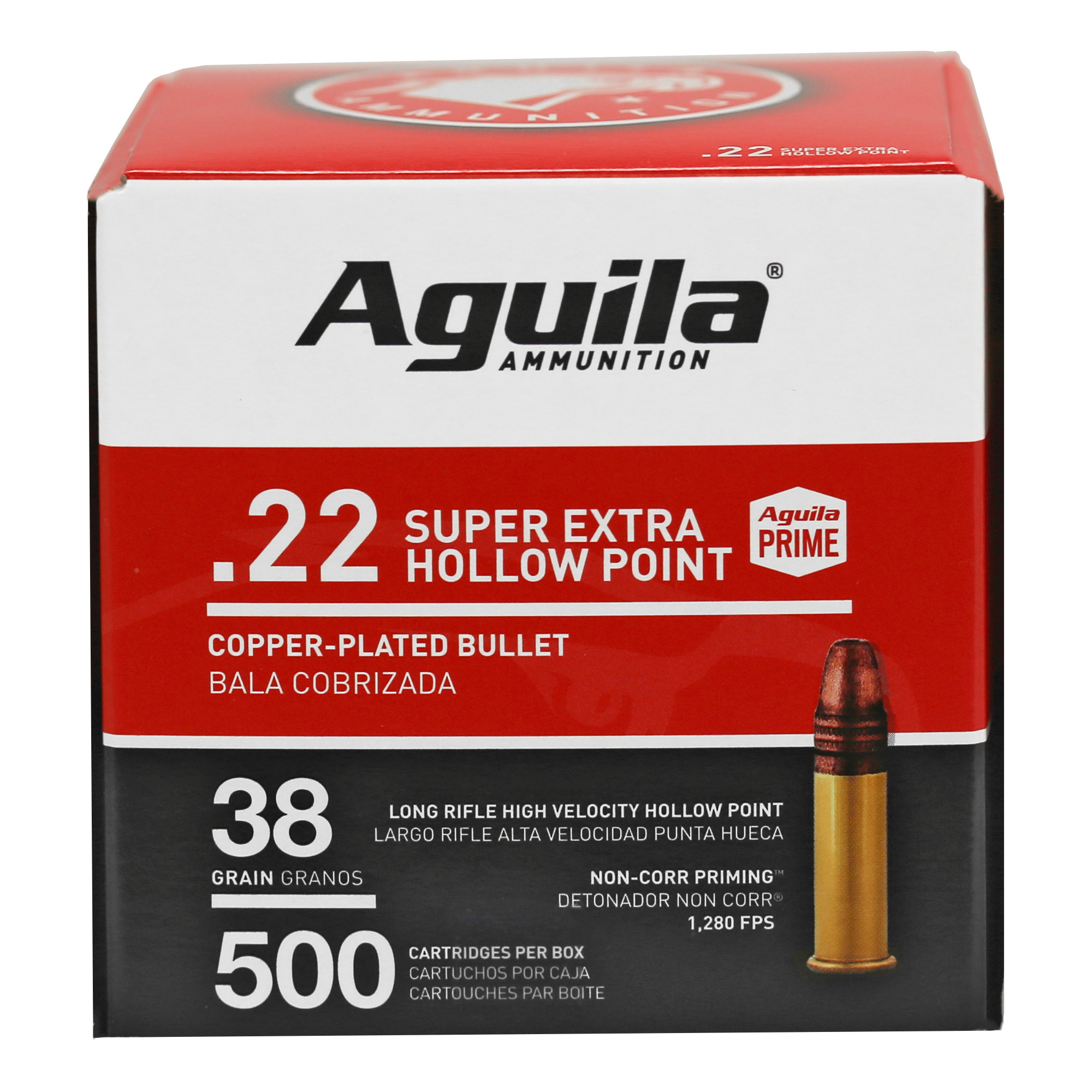 Aguila .22LR Ammunition High Velocity Hollow Point 38gr (500 Rounds)
